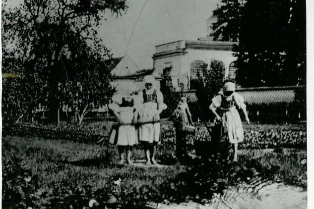 Pomocnice v zásobní zahradě, konec 19. století.
